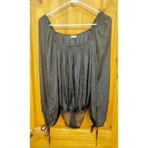 Free‎ People Intimately Black Off Shoulder Bodysuit XS NWT Peasant Boho Festival